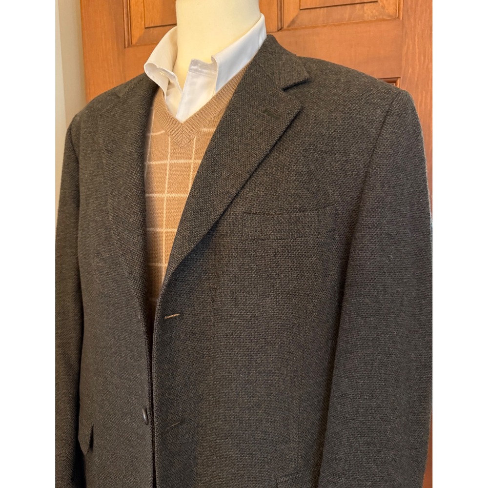 Brooks Brothers Tweed Blazer Mens 44L Olive Wool Lambswool Sport Coat Jacket